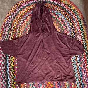 Fabletics Maroon Oversized Short Sleeve Crop Hoodie